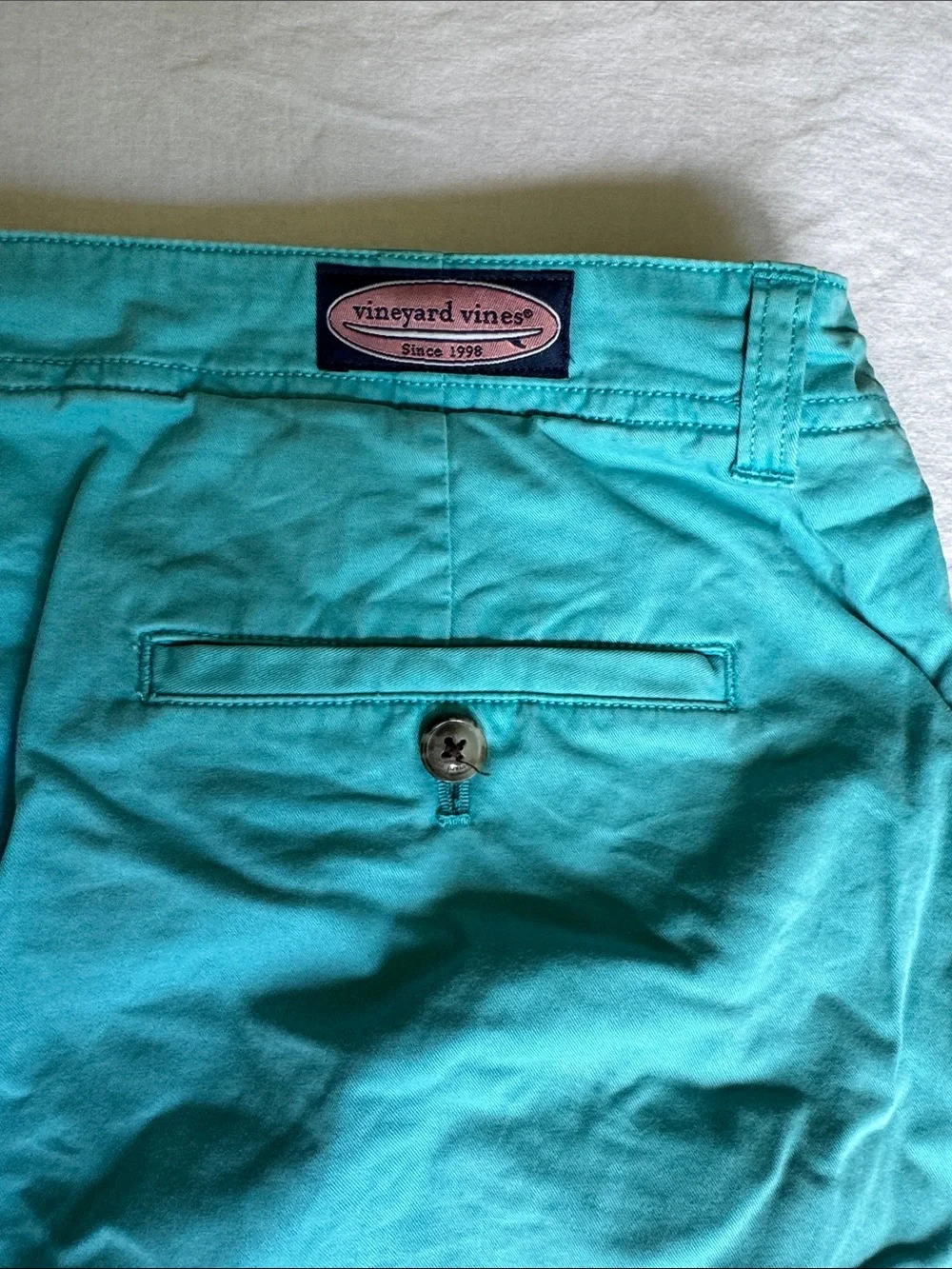 Vineyard Vines Teal/Aqua Flat-Front Cotton Shorts